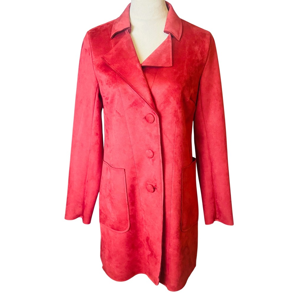 Philosophy Republic Clothing Faux Suede Red Car Coat Jacket Women XS